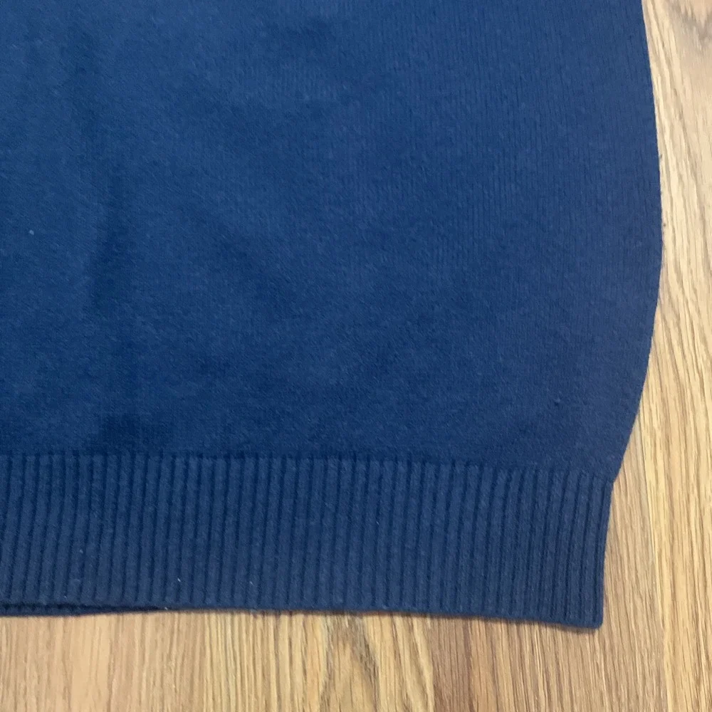 L.L. Bean Sweater Mens Large Tall Lambswool V-Neck Navy Pullover
